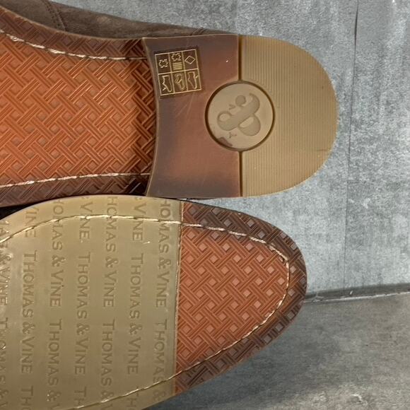 THOMAS & VINE Men\'s Brown Leather Hawthorn Apron Toe Tassel Loafers SZ 11